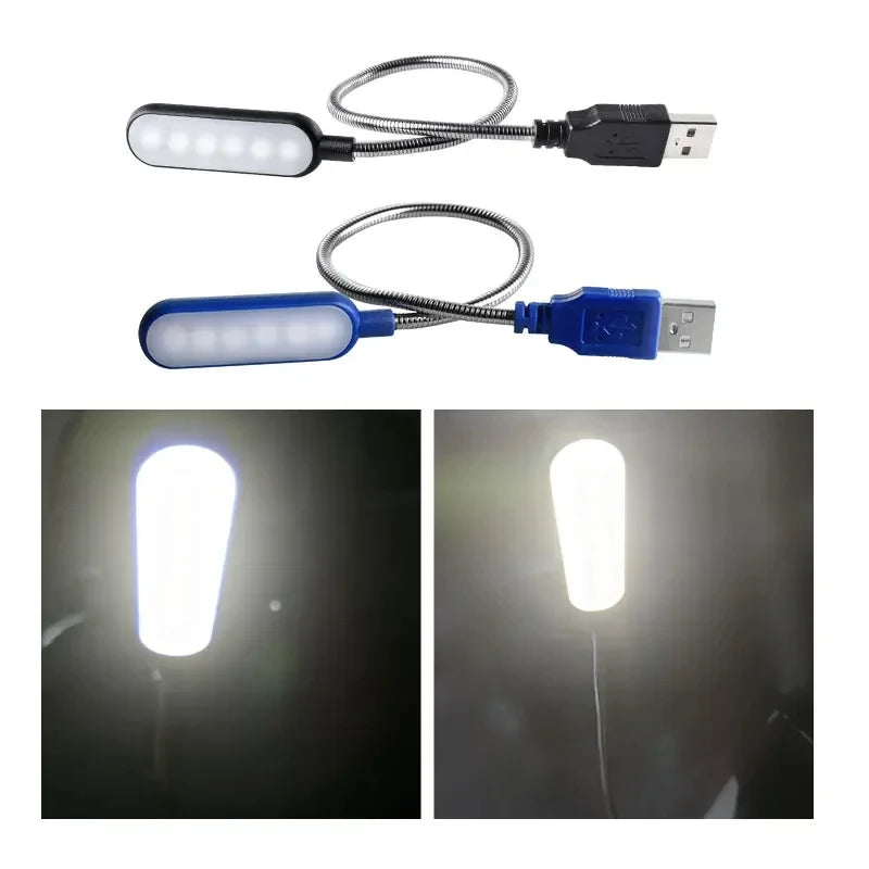 HOMEFISH 1PC Mini USB LED Light Book Light Flexible Reading Lamp Portable Night Light For Power Bank Laptop Notebook PC Computer