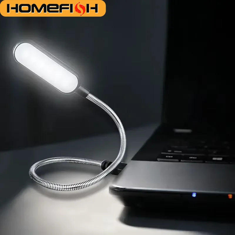 HOMEFISH 1PC Mini USB LED Light Book Light Flexible Reading Lamp Portable Night Light For Power Bank Laptop Notebook PC Computer